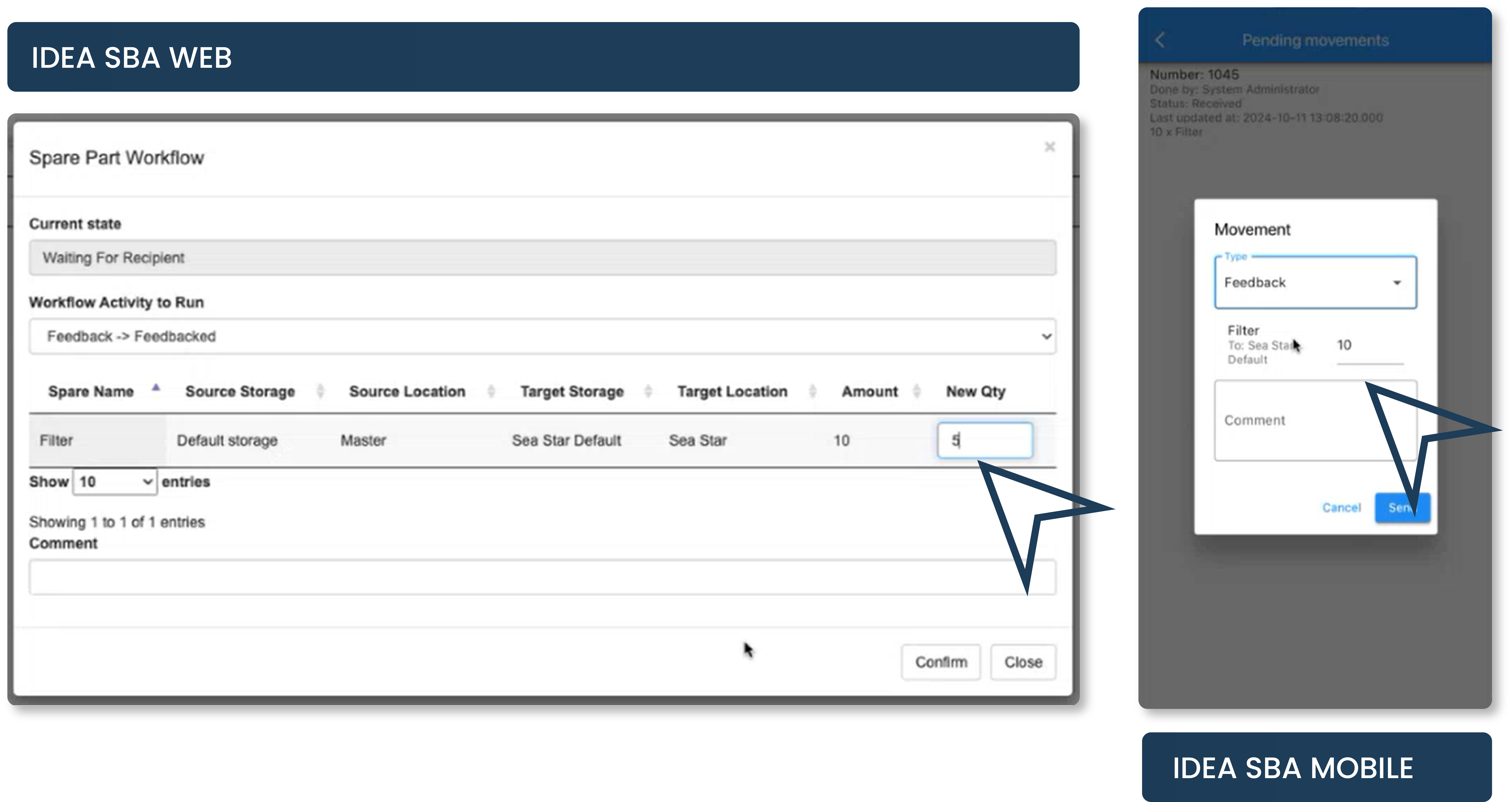 An image showing software updates for IDEA SBA Mobile and Web.