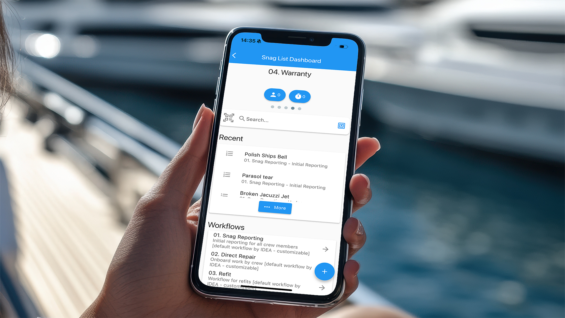 IDEA Snag List on Phone whilst on yacht
