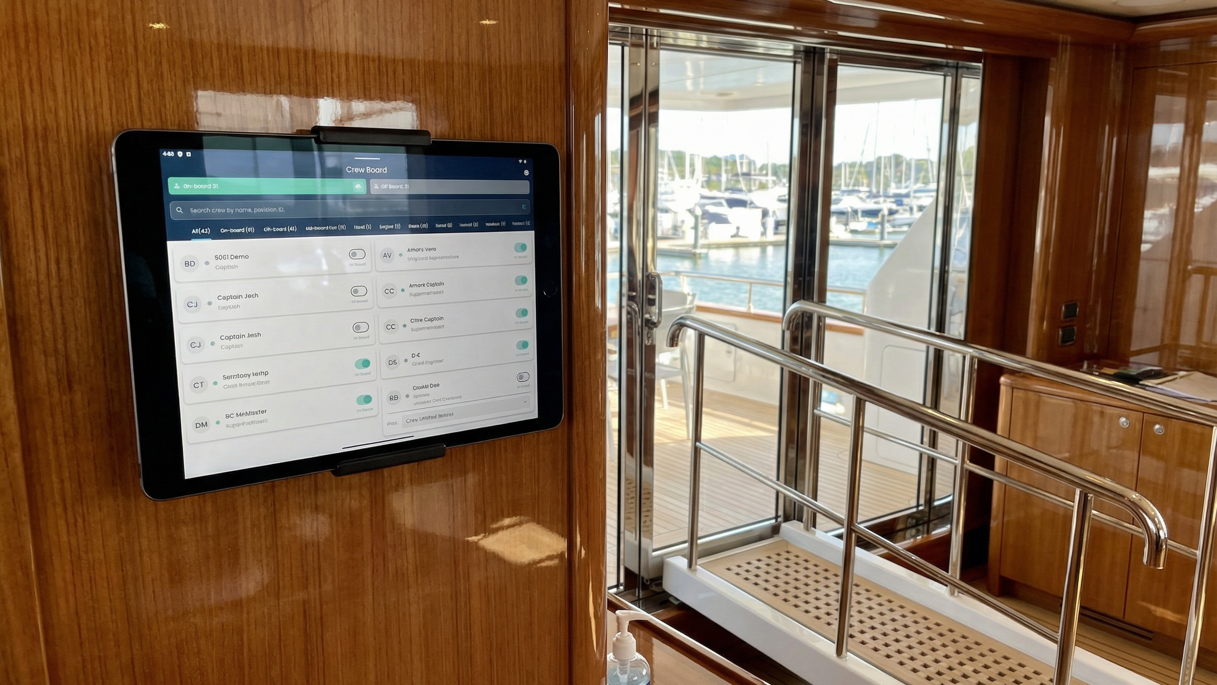 Crew board ipad entrance
