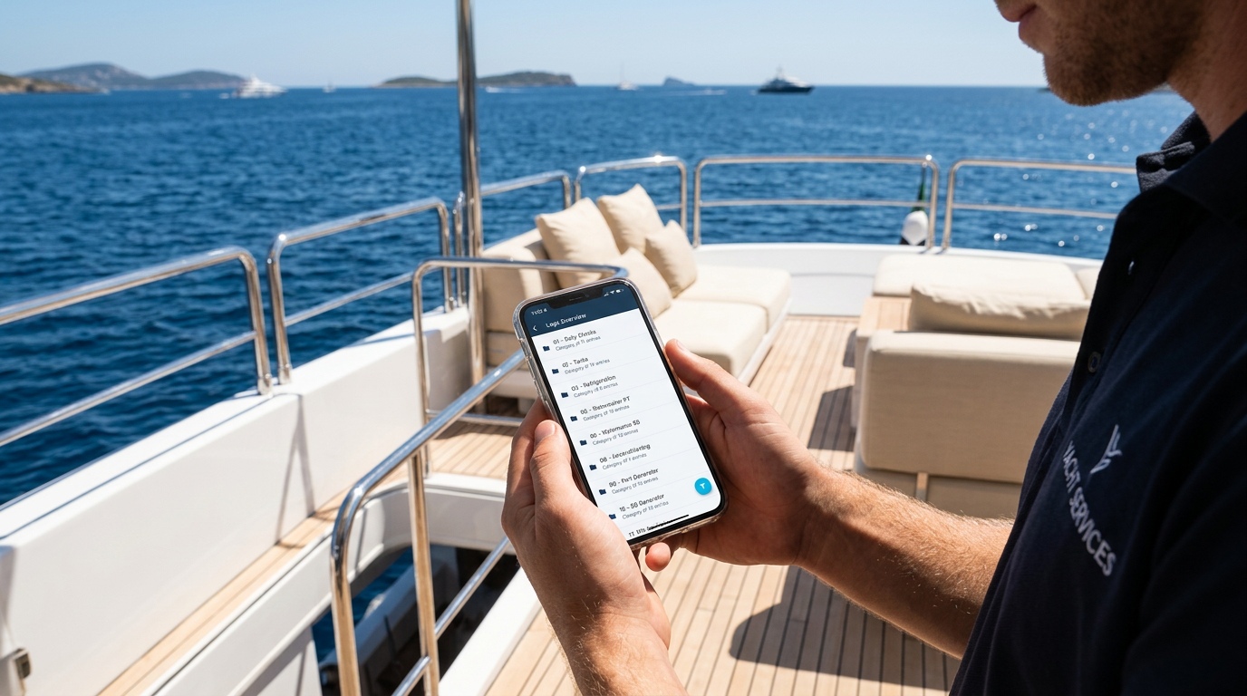 Yacth crew with IDEA YACHT Logs and Rounds