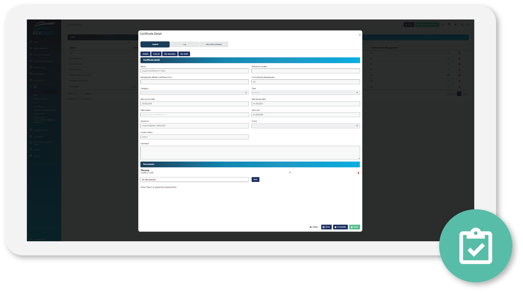 SN21 - IDEA YACHT ISM certificates