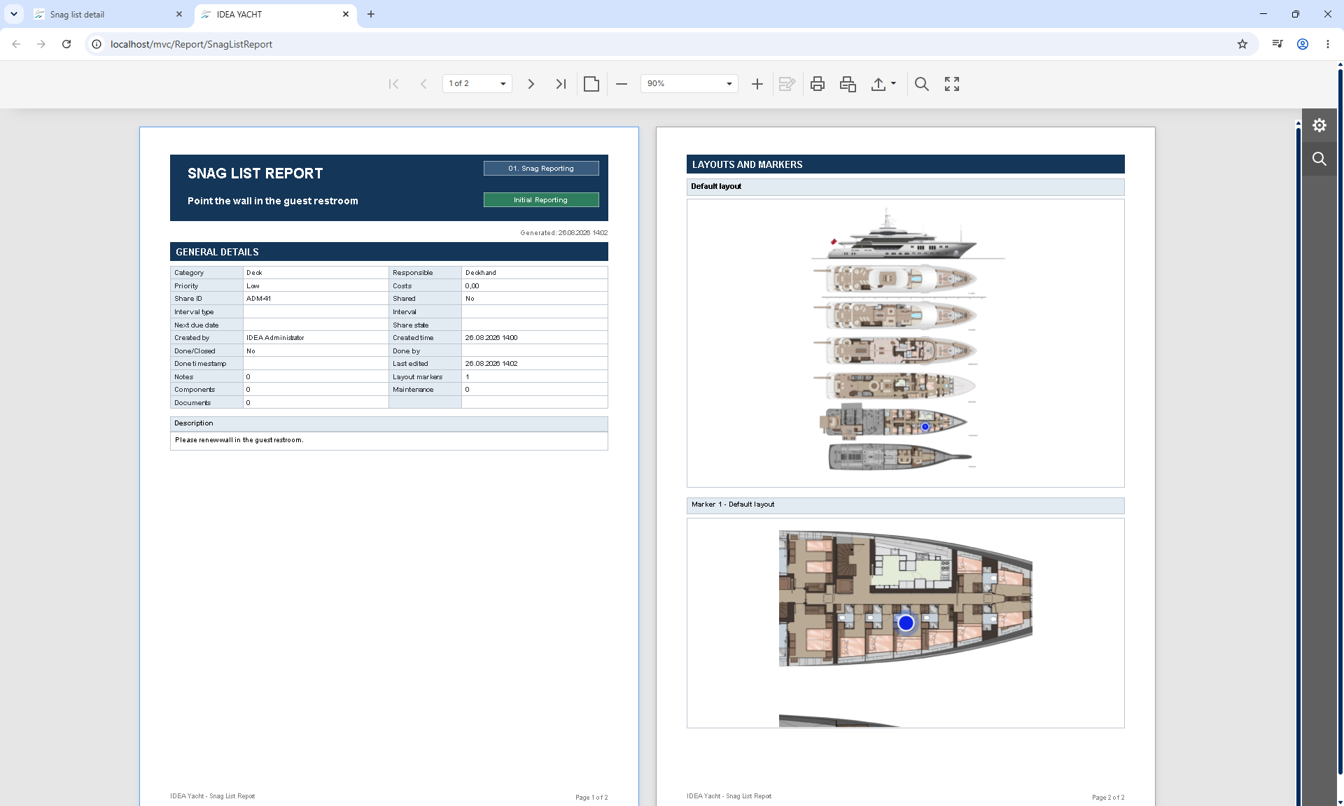 The configurable Snag List report