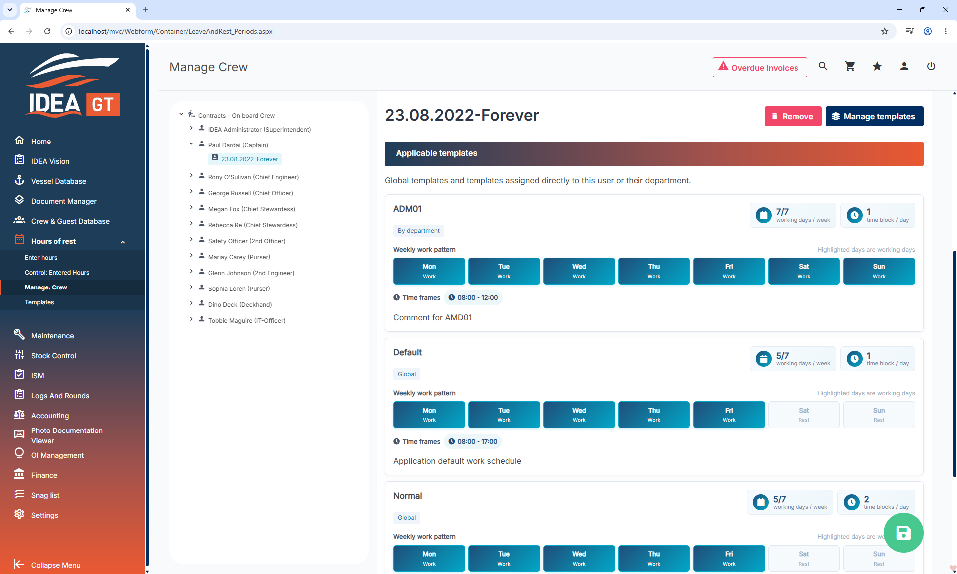 Managing templates
